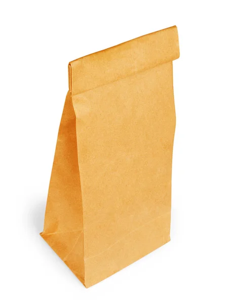 Saco de papel marrom isolado em um fundo branco — Fotografia de Stock
