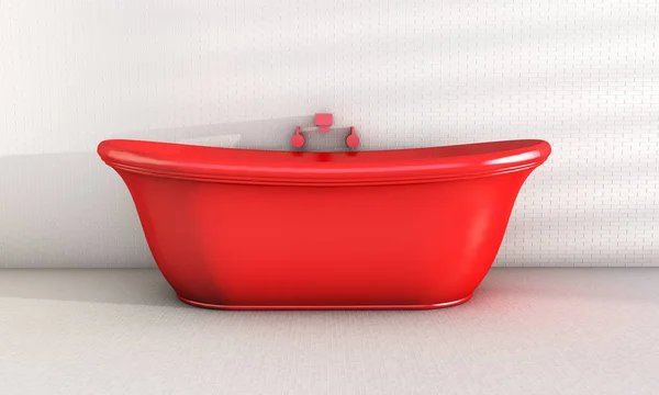 Rote Badewanne 3D-Rendering isoliert auf weißem Hintergrund — Stockfoto