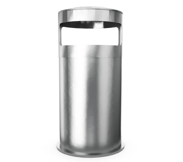 Steel trash can isolated on white. 3d illustration — Stock Photo, Image