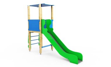 Beyaz arka plan üzerinde izole çocuk slayt metal. Göster bir 