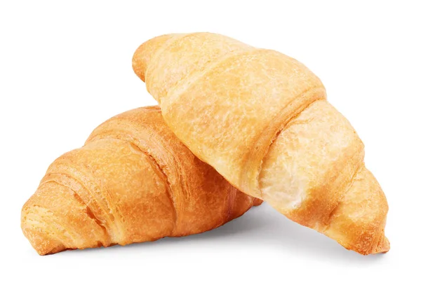 Croissant beströdda med florsocker isolerad på en vit baksida — Stockfoto