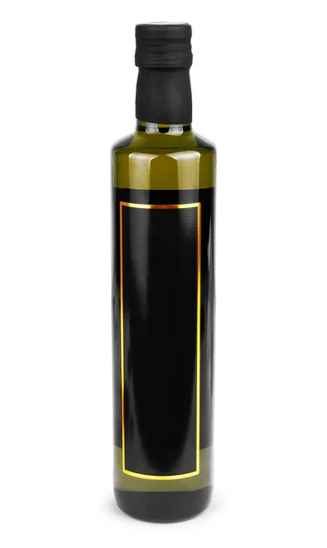 Dunkle Glasflaschen für Olivenöl isoliert auf weiß — Stockfoto
