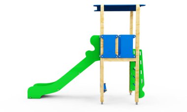 Beyaz arka plan üzerinde izole çocuk slayt metal. Göster bir 