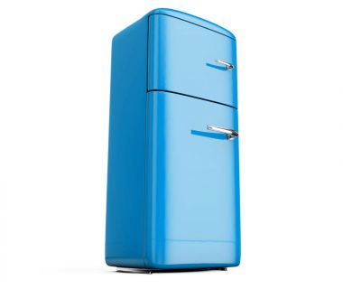 Retro buzdolabı üzerinde beyaz bacground 3d render izole