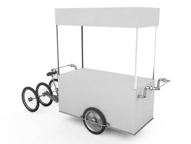 Vintage dondurma Bisiklet sepeti otobüs 3d çizim.