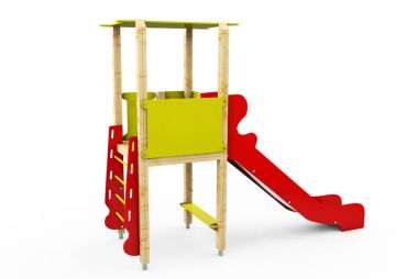 Beyaz arka plan üzerinde izole çocuk slayt metal. Göster bir 