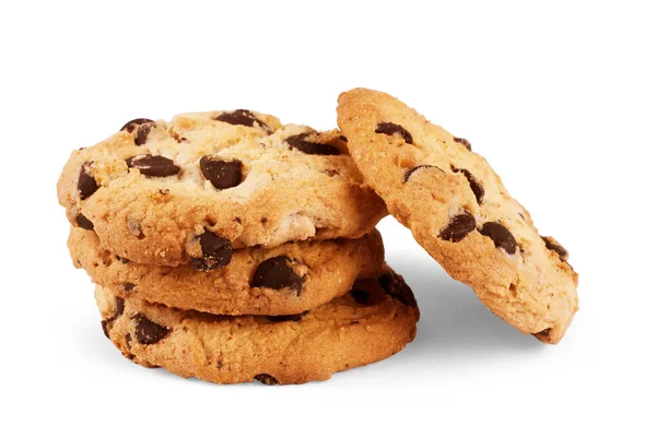 Biscoitos de aveia com chocolate sobre fundo branco — Fotografia de Stock