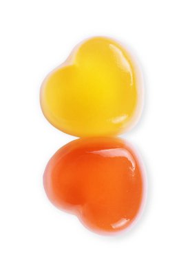 beyaz izole renkli Jöleli şeker Kalpler