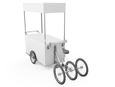 Vintage dondurma Bisiklet sepeti otobüs 3d çizim.