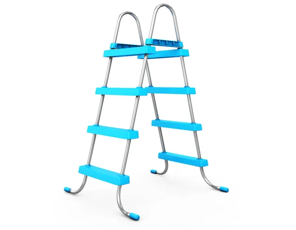 Chrome zwembad Ladders op een witte achtergrond. 3D-rendering — Stockfoto