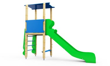 Beyaz arka plan üzerinde izole çocuk slayt metal. Göster bir 