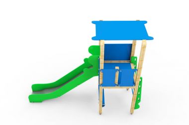 Beyaz arka plan üzerinde izole çocuk slayt metal. Göster bir 