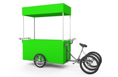 Vintage dondurma Bisiklet sepeti otobüs 3d çizim.