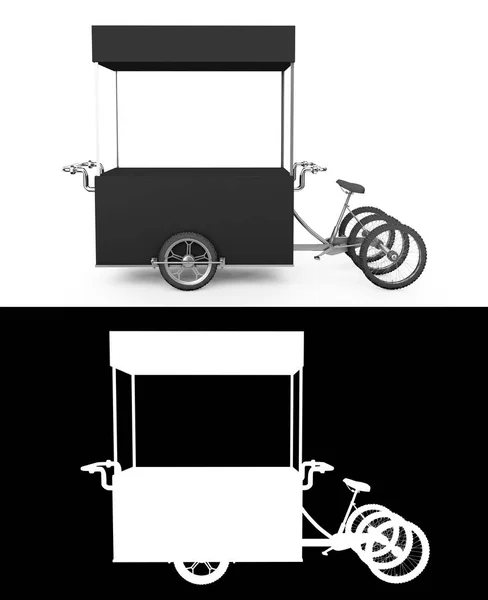 Vintage sorvete bicicleta carrinho ônibus ilustração 3d com alfa ch — Fotografia de Stock