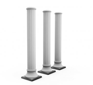 Eski giriş sütunları yakın çekim ile. 3D çizim.