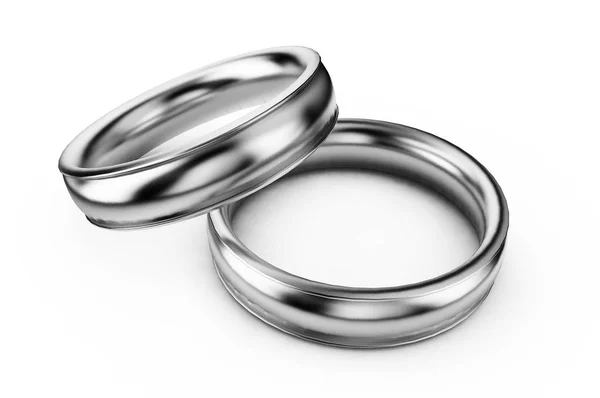 3D render srebrne pierścionki na białym tle — Zdjęcie stockowe