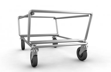 Tekerlekli konsept 3d render nakliye - karton kutu