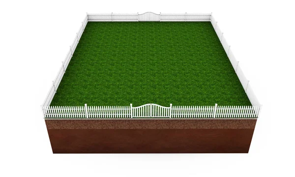Parte de la tierra con valla de piedra. renderizado 3d — Foto de Stock