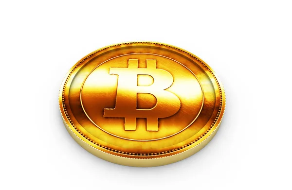 Guldmønt med Bitcoin tegn. 3d rendering. - Stock-foto