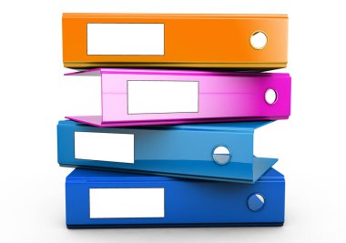 Çok renkli Office klasörü dosya yatay kompozisyon üzerinde izole