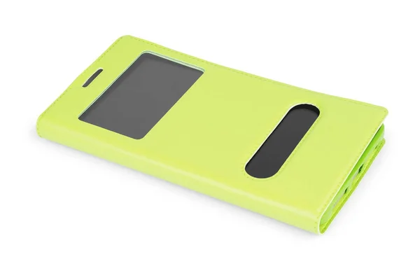 Modern phone green case isolation white background — Stock Photo, Image