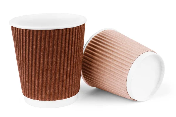 Take-out koffie in geopende thermo cup. geïsoleerd op een witte. — Stockfoto