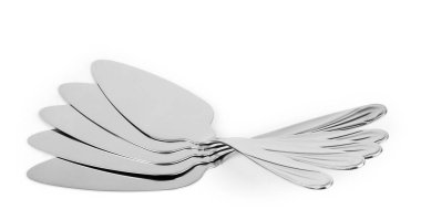Beyaz arkaplanda metal spatula