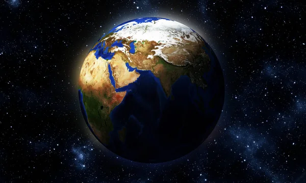 Planeet aarde. Hoge gedetailleerde satellietweergave van de aarde en haar — Stockfoto