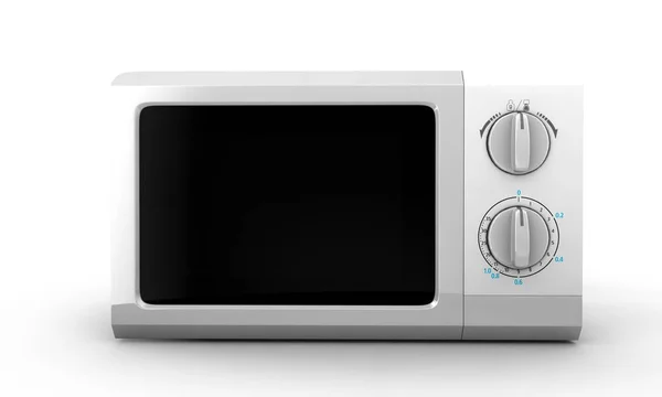 Cuptor cu microunde realist pe izolat, obiect de bucătărie 3d ilustra — Fotografie, imagine de stoc