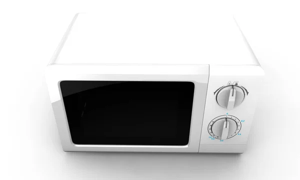 Cuptor cu microunde realist pe izolat, obiect de bucătărie 3d ilustra — Fotografie, imagine de stoc