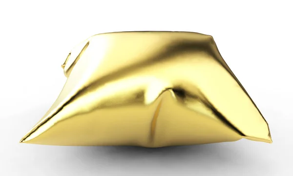 Золотая подушка на белом фоне 3D рендеринг — стоковое фото