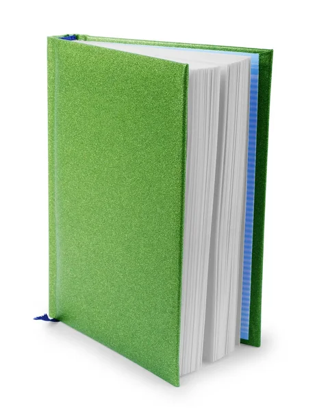 Organizador verde caderno espiral livro de papel isolado sobre b branco — Fotografia de Stock