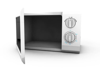 izole, mutfak nesne 3d illustra gerçekçi mikrodalga fırın