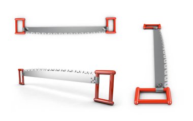 İki adam gördüm ön görünüm beyaz arka plan üzerinde izole. Serisi gard