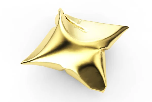 Travesseiro dourado isolado no fundo branco renderização 3d — Fotografia de Stock