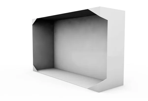 デザインとロゴを白で隔離を現実的な白い空白のボックス — ストック写真