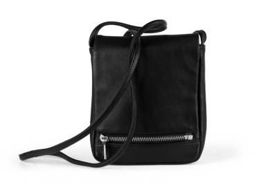 Bayanlar Siyah deri çanta izole bir arka plan üzerinde.