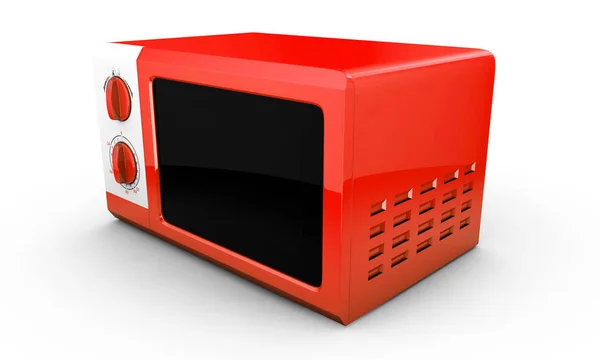 Oven microwave realistis di terisolasi, objek dapur 3d illustra — Stok Foto