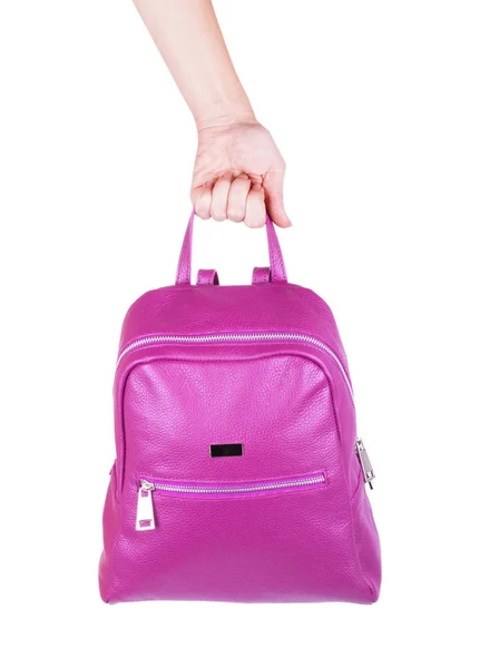 Rosa Damenhandtasche isoliert auf weißem Hintergrund. rosa Rucksack i — Stockfoto