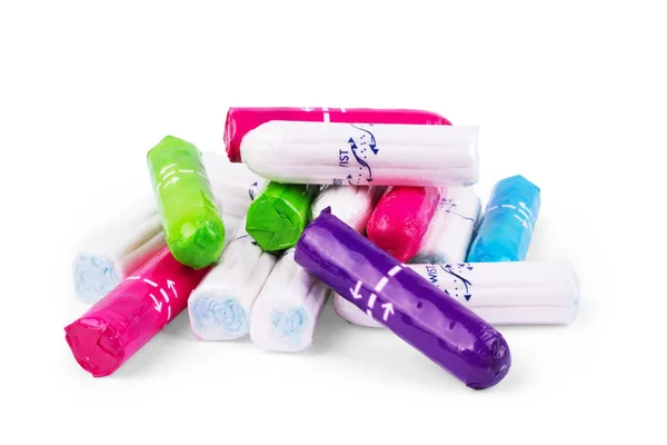 Un nouveau tampon doux avec une ficelle bleue pour absorber l'iso du sang menstruel — Photo