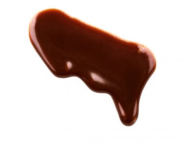 Çikolata şurubu damlar üzerinde beyaz izole ampul şeklinde