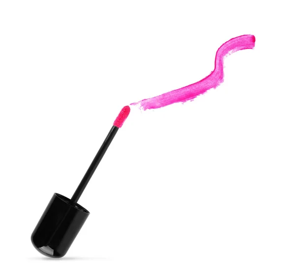 Víčka z odstínu Pomáda s brush a rozmazaně růžové lipstic — Stock fotografie