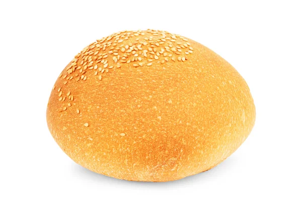 Pão de hambúrguer com sementes de gergelim isolado em fundo branco com c — Fotografia de Stock