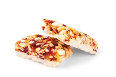 Beyaz bac izole sağlıklı granola çubuk (müsli veya tahıl)