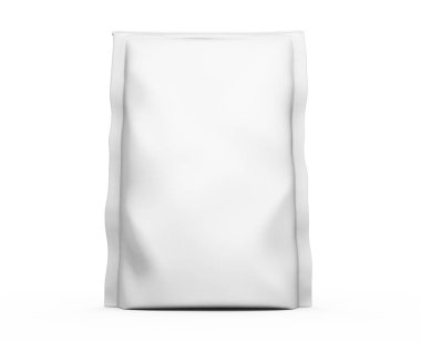 Boş folyo plastik beyaz kahve çanta beyaz arka plan üzerinde izole