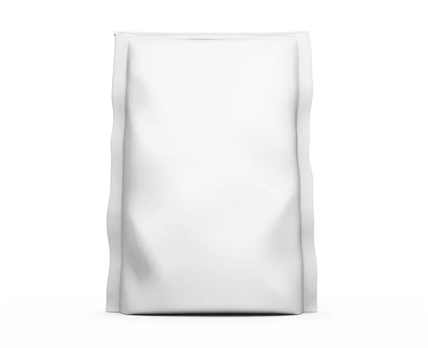 Пустая фольга пластиковый белый кофе мешок изолирован на белом фоне — стоковое фото