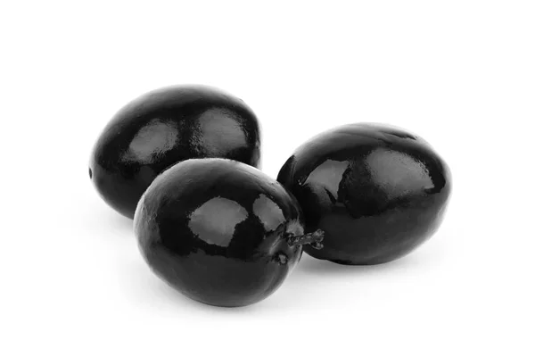 Schwarze Oliven isoliert gesetzt. Schneidpfad — Stockfoto