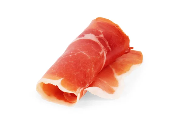 Italienischer Prosciutto Crudo oder Jamon. Rohschinken. isoliert auf weißem Ba — Stockfoto