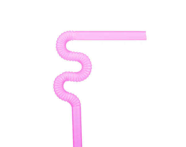 Pink straw isolated on white background — Stock Photo, Image