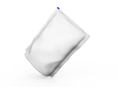 Boş folyo plastik beyaz kahve çanta beyaz arka plan üzerinde izole